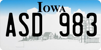 IA license plate ASD983