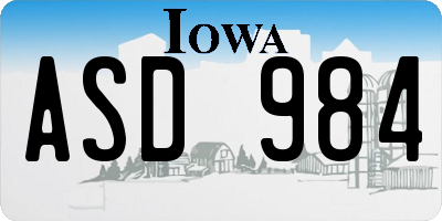 IA license plate ASD984