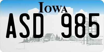 IA license plate ASD985