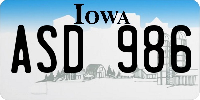 IA license plate ASD986