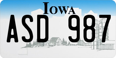 IA license plate ASD987