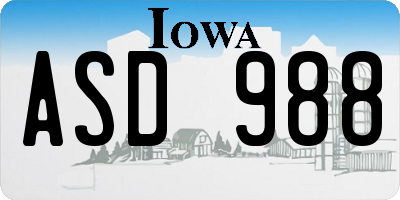 IA license plate ASD988