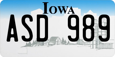 IA license plate ASD989