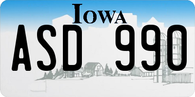 IA license plate ASD990