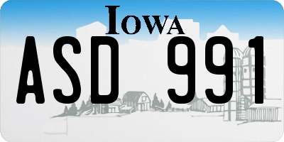 IA license plate ASD991