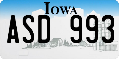 IA license plate ASD993