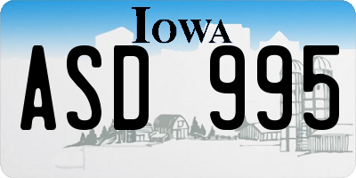 IA license plate ASD995