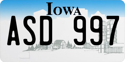 IA license plate ASD997