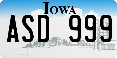 IA license plate ASD999