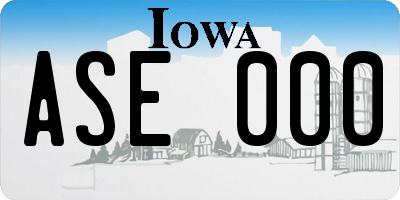 IA license plate ASE000