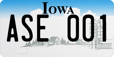 IA license plate ASE001