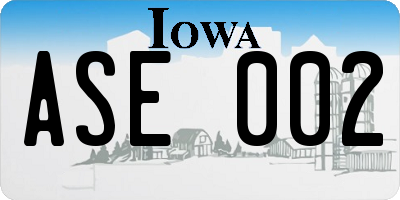 IA license plate ASE002