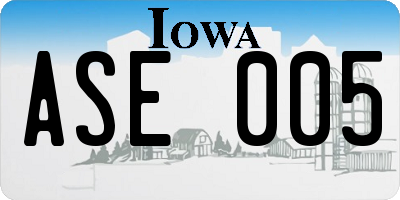 IA license plate ASE005