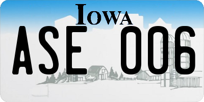 IA license plate ASE006