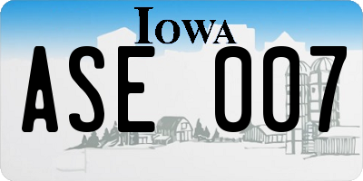 IA license plate ASE007