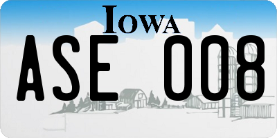 IA license plate ASE008