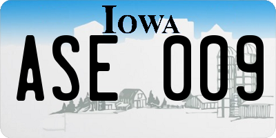 IA license plate ASE009