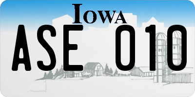 IA license plate ASE010