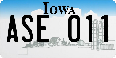 IA license plate ASE011