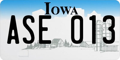 IA license plate ASE013