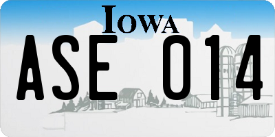 IA license plate ASE014