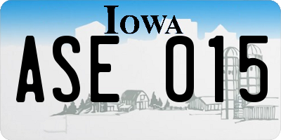 IA license plate ASE015
