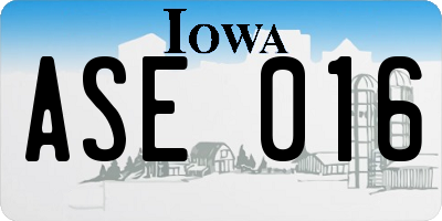 IA license plate ASE016
