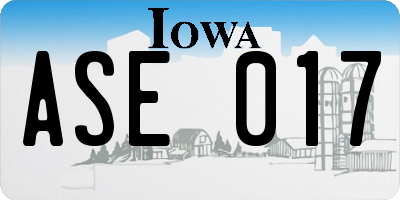 IA license plate ASE017