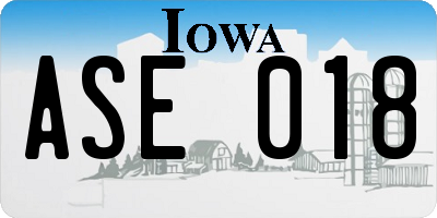 IA license plate ASE018