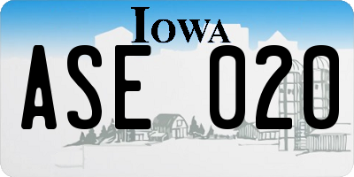 IA license plate ASE020