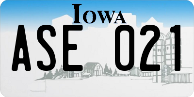 IA license plate ASE021