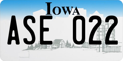 IA license plate ASE022