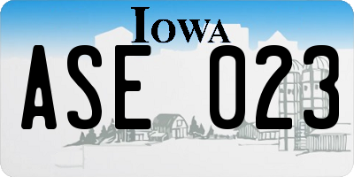 IA license plate ASE023