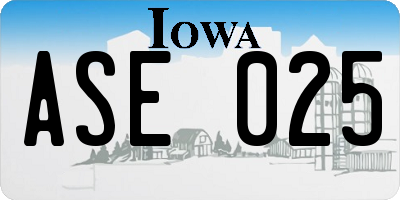 IA license plate ASE025