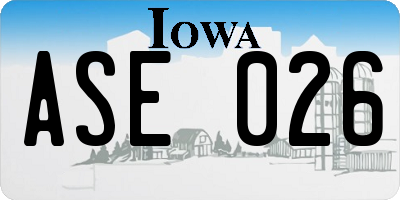 IA license plate ASE026