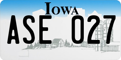 IA license plate ASE027