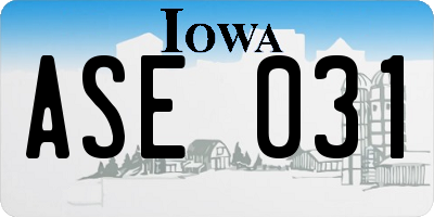 IA license plate ASE031