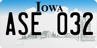 IA license plate ASE032