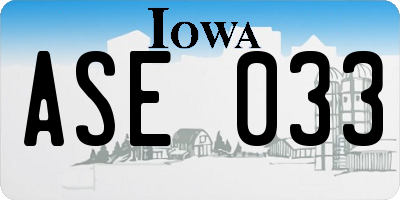 IA license plate ASE033