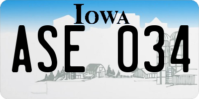 IA license plate ASE034