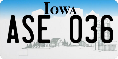 IA license plate ASE036