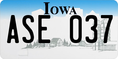 IA license plate ASE037