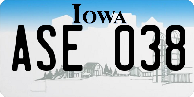 IA license plate ASE038