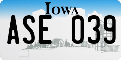 IA license plate ASE039