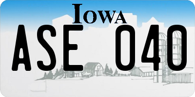 IA license plate ASE040