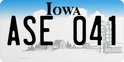 IA license plate ASE041