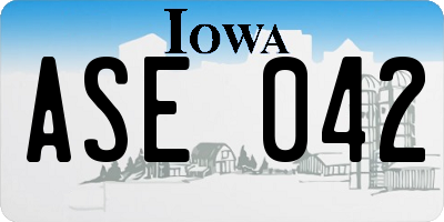 IA license plate ASE042