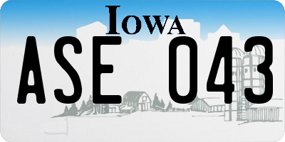 IA license plate ASE043