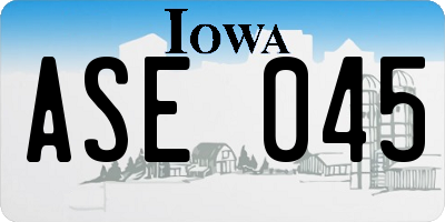 IA license plate ASE045