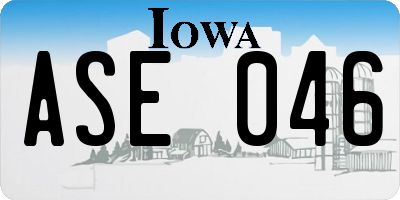 IA license plate ASE046